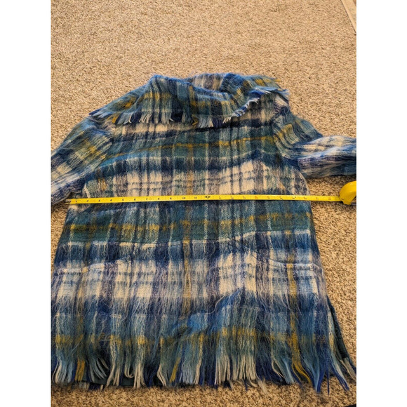 Ben Nevis Strathtay Originals Scotland  sweater Poncho Blue Plaid Cowl Neck - Picture 4 of 5